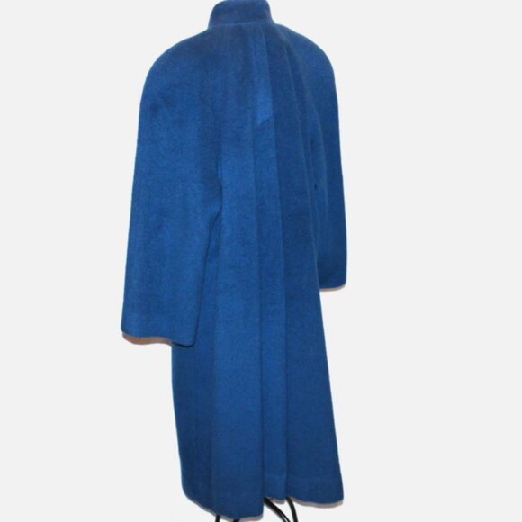 Vintage 70's Long Blue Wool Coat Button Front London Fog Made in USA ACTWU 12 P - Picture 12 of 16